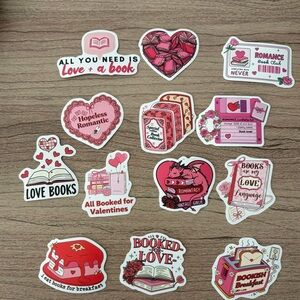 Romantic Book-Themed Stickers bookish Bundle